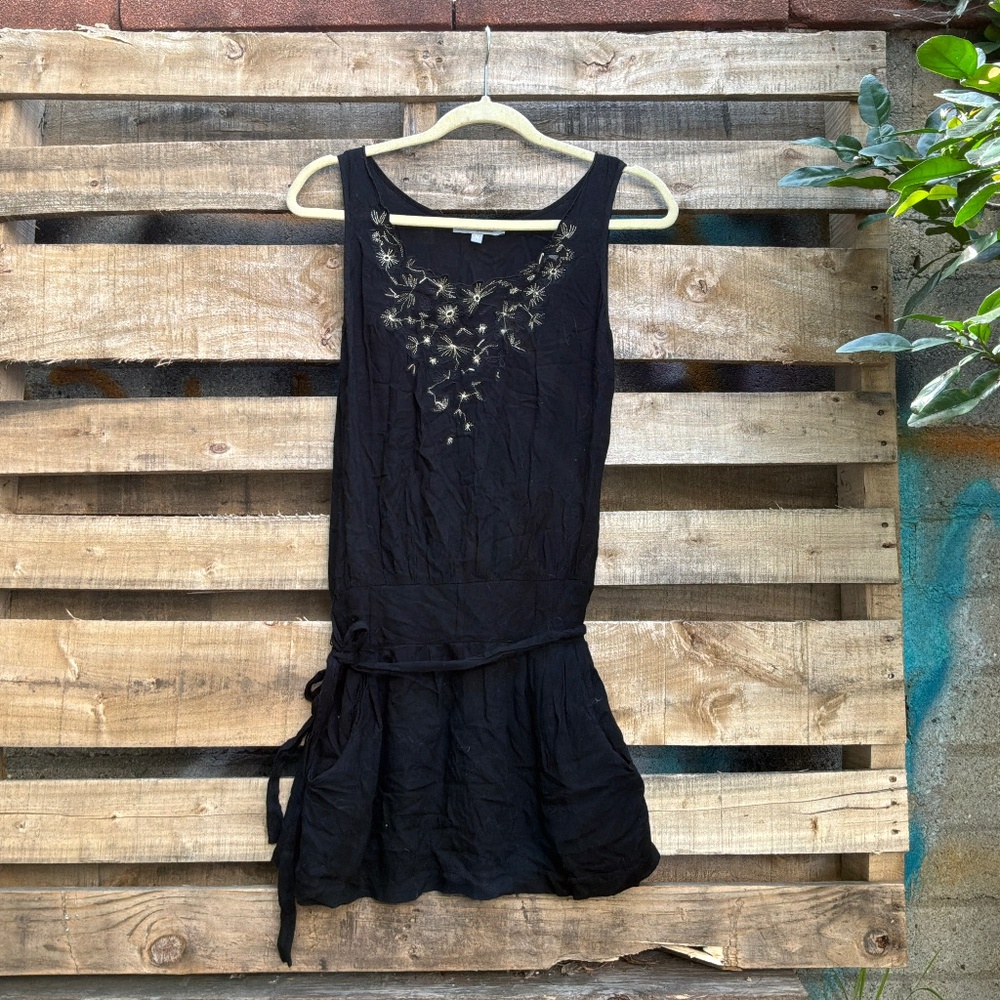 Catwalk Studio Black Embroidered Drop Waist Dress